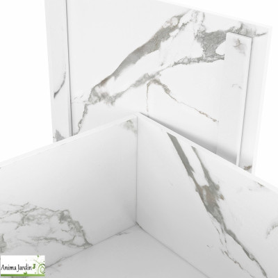 Table basse carré avec rangement - Effet marbre blanc - Elise