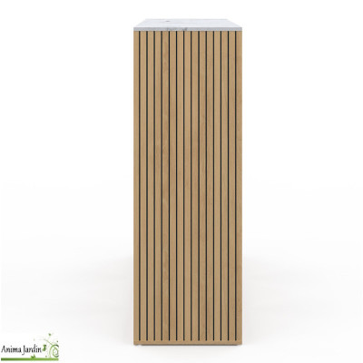 Meuble de rangement cube 9 cases - Effet lattes de bois et Marbre - Marceau