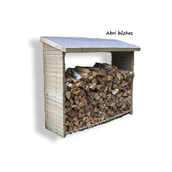 Abri bûches mural double en pin, 2 stères, autoclave, pas cher, Foresta