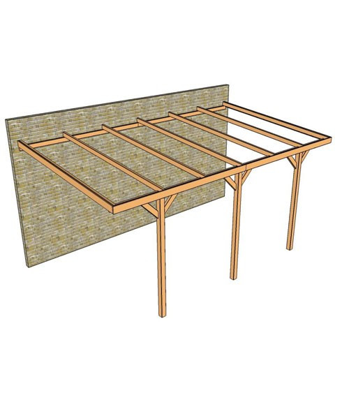 Carport adossé 1 voiture. 300 x 524cm H 258 cm 15.72 m2