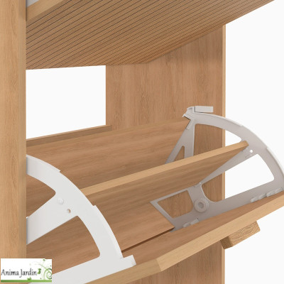 Meuble à chaussure 12 paires - Effet lattes de bois - Faustin