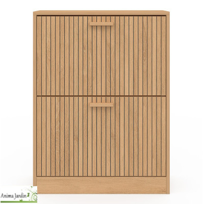 Meuble à chaussure 12 paires - Effet lattes de bois - Faustin