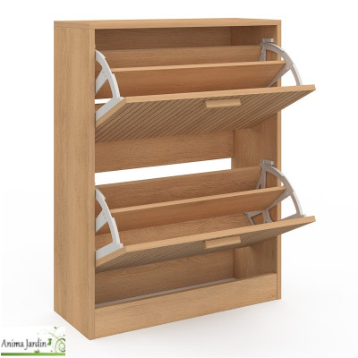 Meuble à chaussure 12 paires - Effet lattes de bois - Faustin