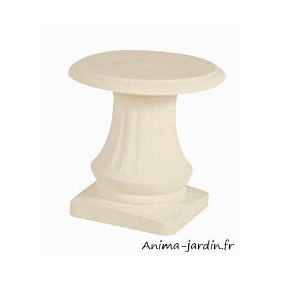 Table ronde 120 cm en pierre reconstituée avec 1 banc et 1 tabouret