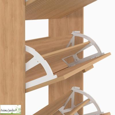 Meuble à chaussure 24 paires - Effet lattes de bois - Faustin