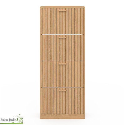 Meuble à chaussure 24 paires - Effet lattes de bois - Faustin