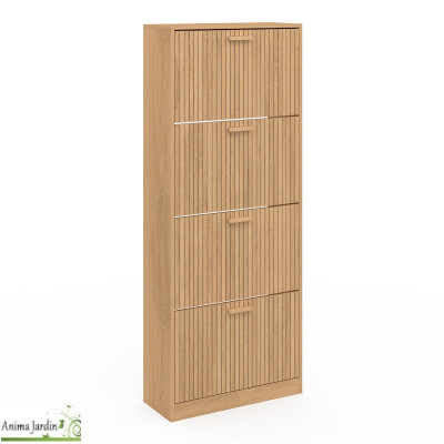 Meuble à chaussure 24 paires - Effet lattes de bois - Faustin