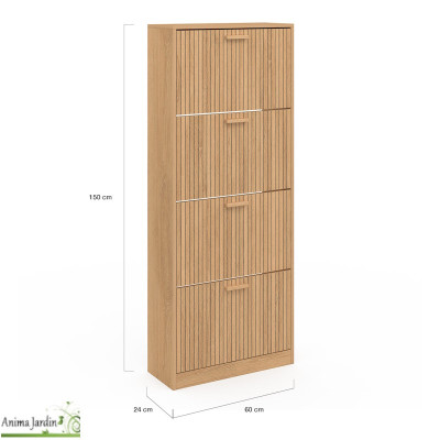 Meuble à chaussure 24 paires - Effet lattes de bois - Faustin