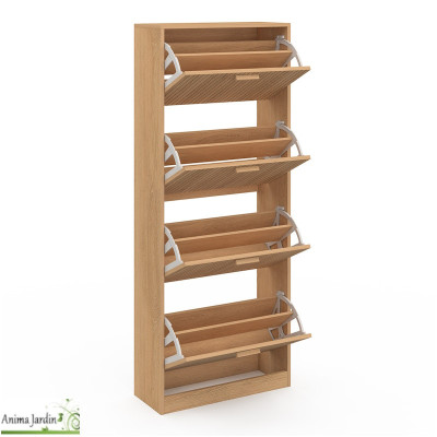 Meuble à chaussure 24 paires - Effet lattes de bois - Faustin