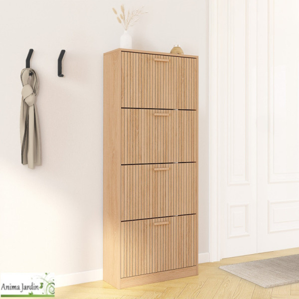 Meuble à chaussure 24 paires - Effet lattes de bois - Faustin