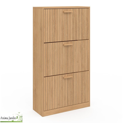 Meuble à chaussure 18 paires - Effet lattes de bois - Faustin
