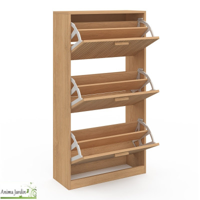 Meuble à chaussure 18 paires - Effet lattes de bois - Faustin