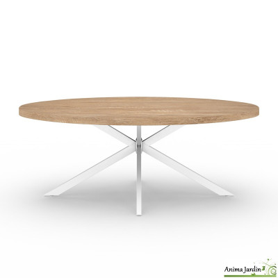 Table à manger ovale 200 cm - Bois et blanc - Céleste