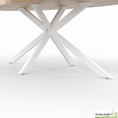 Table à manger ovale 200 cm - Bois et blanc - Céleste