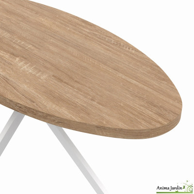Table à manger ovale 200 cm - Bois et blanc - Céleste