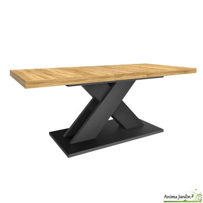 Table à manger extensible 160-200 cm - Bois et noir - Alexia
