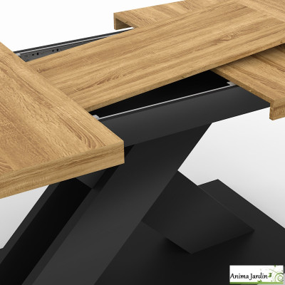 Table à manger extensible 160-200 cm - Bois et noir - Alexia