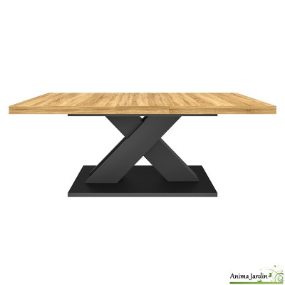 Table à manger extensible 160-200 cm - Bois et noir - Alexia
