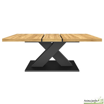 Table à manger extensible 160-200 cm - Bois et noir - Alexia