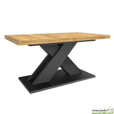 Table à manger extensible 160-200 cm - Bois et noir - Alexia