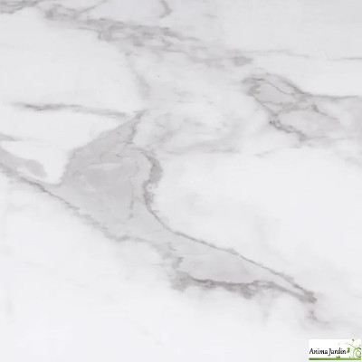 Table à manger ronde 110 cm - Effet marbre blanc - Soline