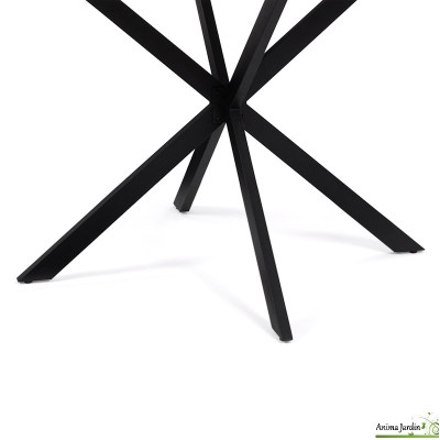 Table à manger ronde 110 cm - Effet marbre blanc - Soline