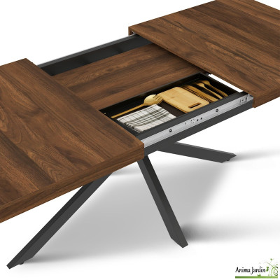 Table à manger extensible 160-200 cm - Bois noyer - Spider