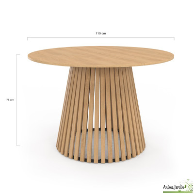 Table à manger 110 cm - Latte de bois - Camelia