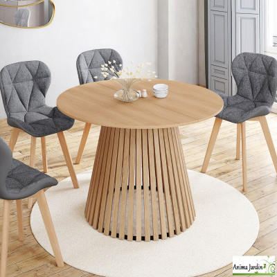 Table à manger 110 cm - Latte de bois - Camelia