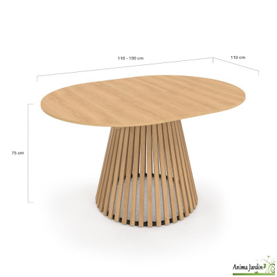 Table à manger extensible 110-150 cm - Latte de bois - Camelia