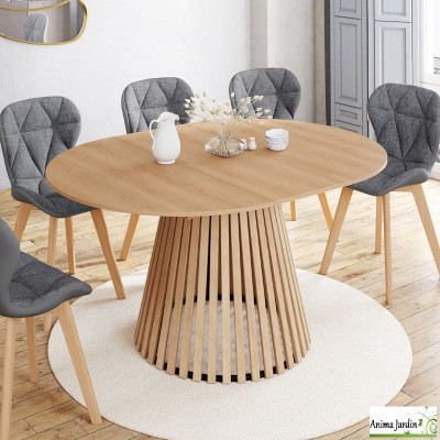Table à manger extensible 110-150 cm - Latte de bois - Camelia