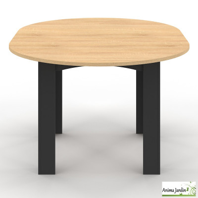 Table à manger extensible 110-150 cm - Bois et noir - Dina