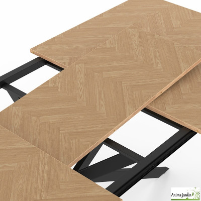 Table à manger extensible 160-200 cm - Effet chevron bois - Bobo