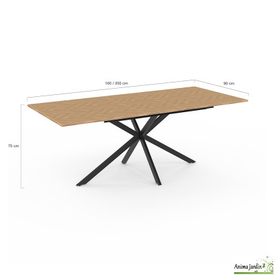 Table à manger extensible 160-200 cm - Effet chevron bois - Bobo