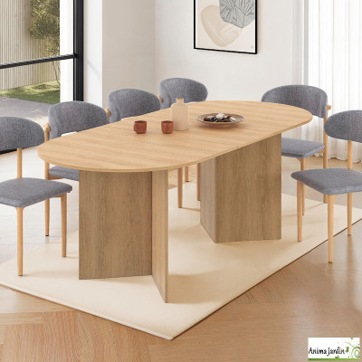 Table à manger extensible 160-200 cm - Effet hêtre - Gabin