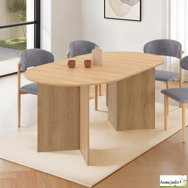 Table à manger extensible 160-200 cm - Effet hêtre - Gabin