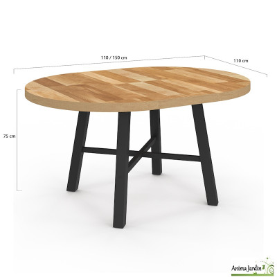 Table à manger extensible 110-150 cm - Bois - Mathilde
