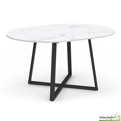 Table à manger extensible 110-150 cm - Effet marbre blanc - Sana