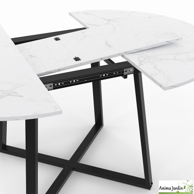 Table à manger extensible 110-150 cm - Effet marbre blanc - Sana