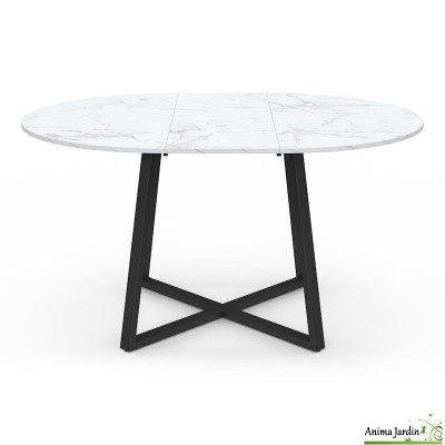 Table à manger extensible 110-150 cm - Effet marbre blanc - Sana