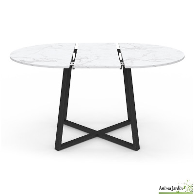 Table à manger extensible 110-150 cm - Effet marbre blanc - Sana