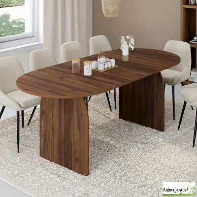 Table à manger extensible 160-200 cm - Bois noyer - Japandi