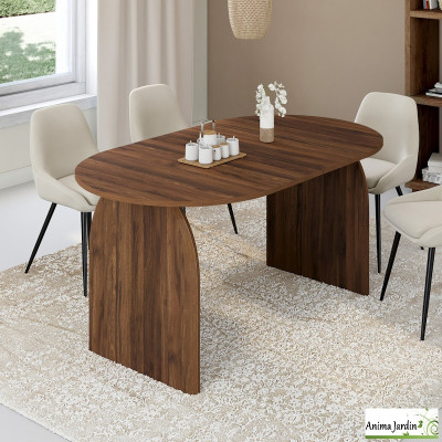 Table à manger extensible 160-200 cm - Bois noyer - Japandi