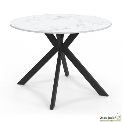 Table à manger extensible 110-200 cm - Effet marbre blanc - Ama
