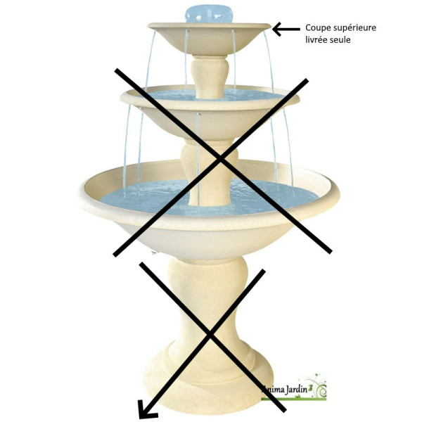 Petite coupe supérieure en pierre pour fontaine cascade Grandon réf.090700