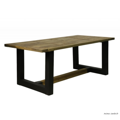 Table de repas en bois recyclé et métal, moderne, 200 x 100 cm, industriel