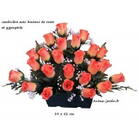 jardinière boutons de rose, fleur artificielle en tergale, toussaint, rameaux