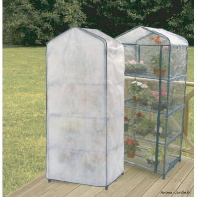 Serre de balcon Balcony 4, Nortene, 4 tablettes, avec habillage et housse d'hivernage