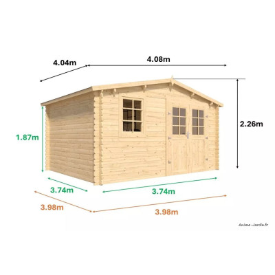 Abri de jardin en bois, Vallo, 14 m², 28 mm