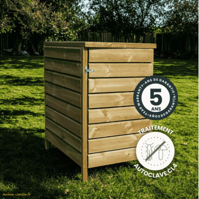 Cache poubelle en bois, Neston M, 61 x 96,5 x 120 cm